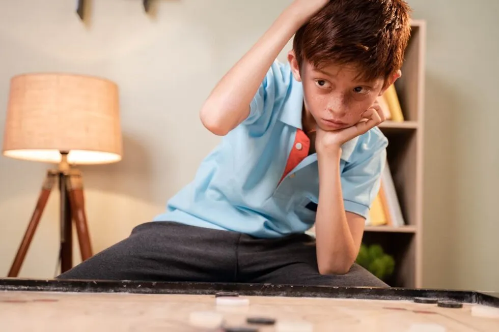 boy sitting at home